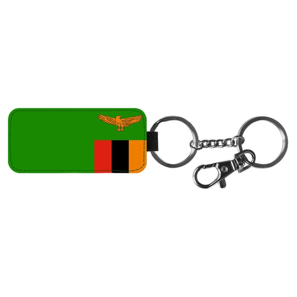 Nyckelring: Zambia Flagga, stilrent hängsmycke med livfull och unikt design