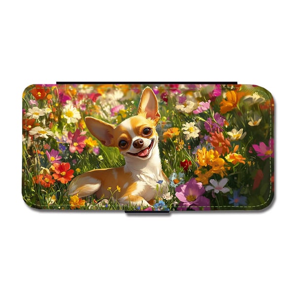 Til Samsung Galaxy S8: Barn Søt Tegneserie Chihuahua Hund, flipdeksel med unikt motiv, mobiletui med stativfunksjon