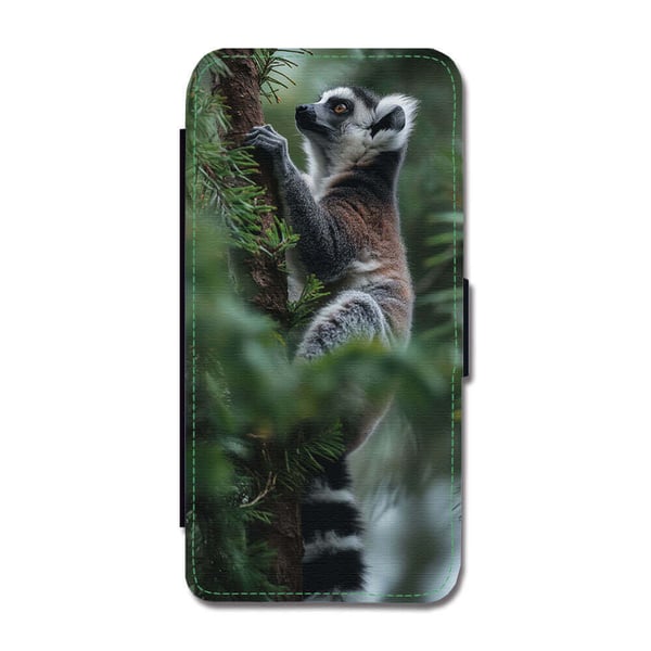 Til Samsung Galaxy S8+: Dyr Lemur, flipdeksel med unikt motiv, mobiletui med stativfunksjon