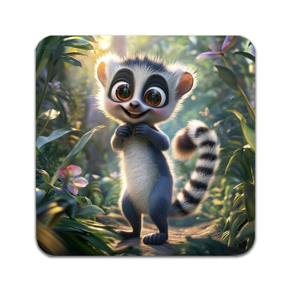 Glassunderlag (4-pakning): Dyr Lemur, stilrene underlag med unike og livlige motiver