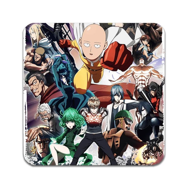 Glassunderlag (2-pakning): Manga One Punch Man, stilrene underlag med unike og livlige motiver