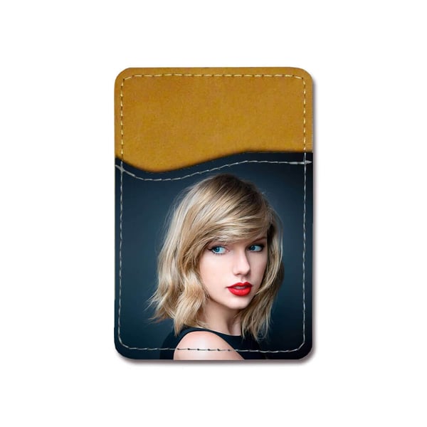 Selvklebende kortholder til mobil (Universell): Taylor Swift, kortlomme med levende og unikt design til telefonen