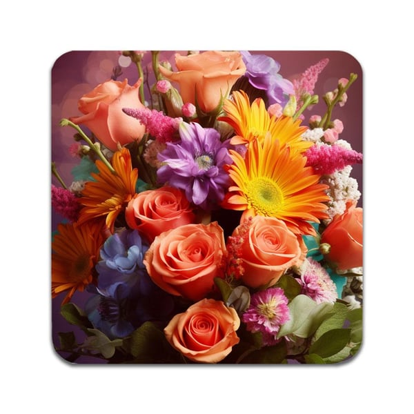 Glassunderlag (2-pakning): Blomsterbukett, stilrene underlag med unike og livlige motiver