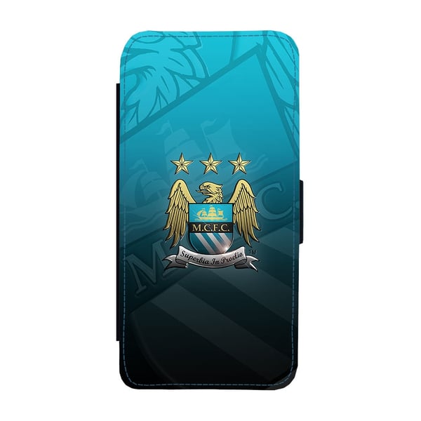 Til Samsung Galaxy S9: Manchester City, flipdeksel med unikt motiv, mobiletui med stativfunksjon