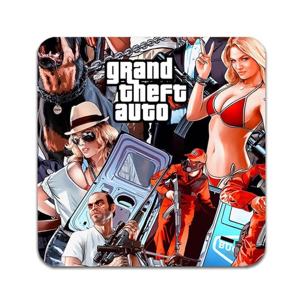Glassunderlag (2-pakning): Grand Theft Auto, stilrene underlag med unike og livlige motiver
