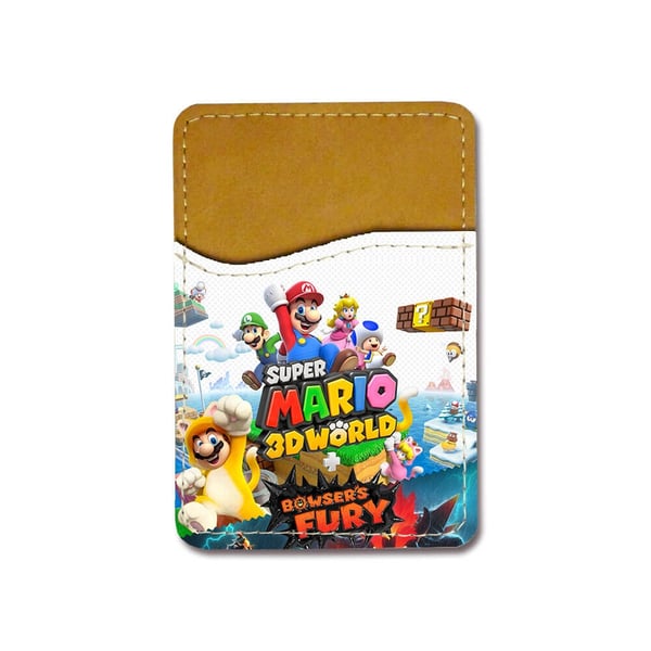 Selvklæbende kortholder til mobil (Universel): Super Mario 3D World Bowser Fury, kortlomme med levende og unikt design til telefonen