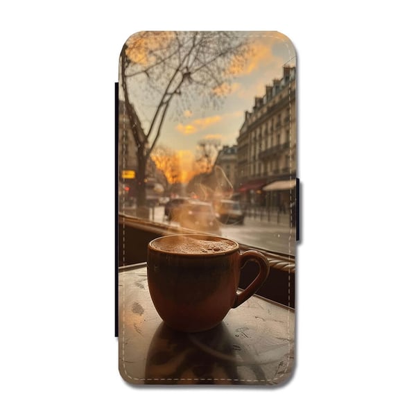Til Samsung Galaxy S8+: Kaffe, flipdeksel med unikt motiv, mobiletui med stativfunksjon
