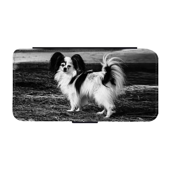 Til Samsung Galaxy S8+: Papillon Dog, flipdeksel med unikt motiv, mobiletui med stativfunksjon