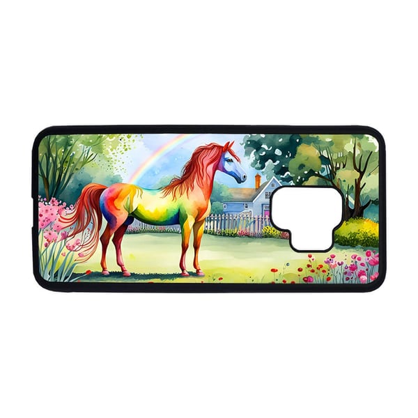 Til Samsung Galaxy S9: Regnbuehest, mobildeksel med unikt motiv, beskyttende cover
