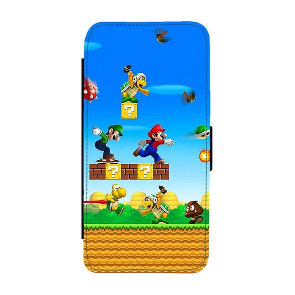 Til Samsung Galaxy S8+: Super Mario, flipdeksel med unikt motiv, mobiletui med stativfunksjon
