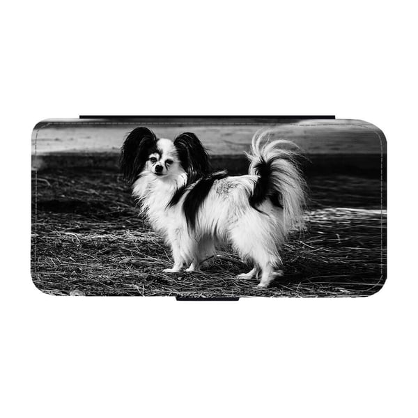 Til Samsung Galaxy S8: Papillon Dog, flipdeksel med unikt motiv, mobiletui med stativfunksjon