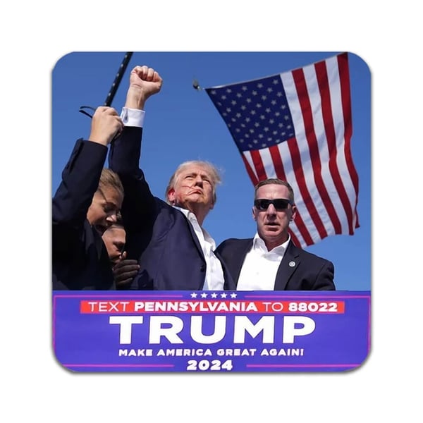 Lasinaluset (2 kpl): Trump 2024 Pennsylvania Rally, tyylikkäät aluset uniikeilla ja eloisilla kuvioilla