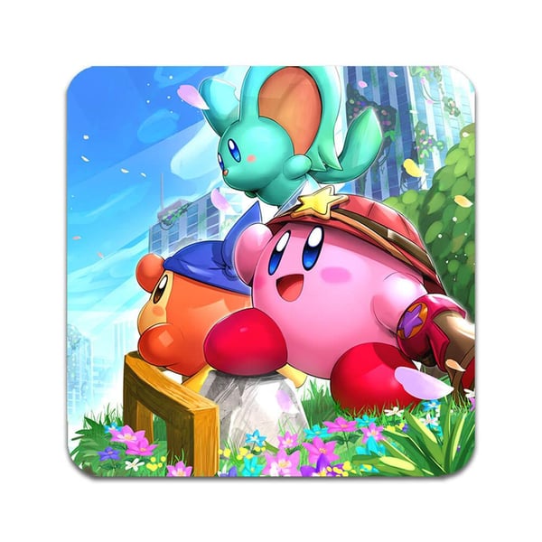 Glassunderlag (2-pakning): Kirby and the Forgotten Land, stilrene underlag med unike og livlige motiver