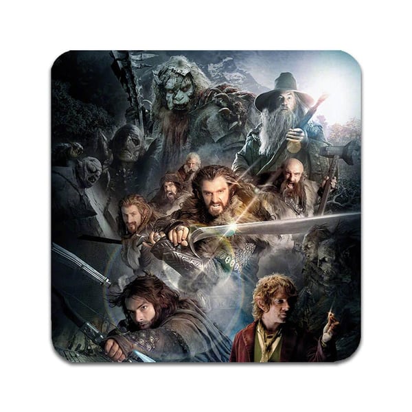 Glassunderlag (4-pakning): The Hobbit, stilrene underlag med unike og livlige motiver