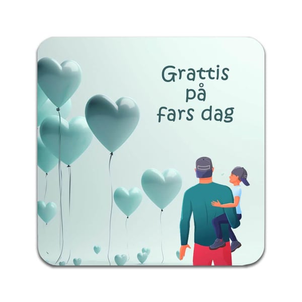 Glassunderlag (2-pakning): Grattis på Fars Dag, stilrene underlag med unike og livlige motiver