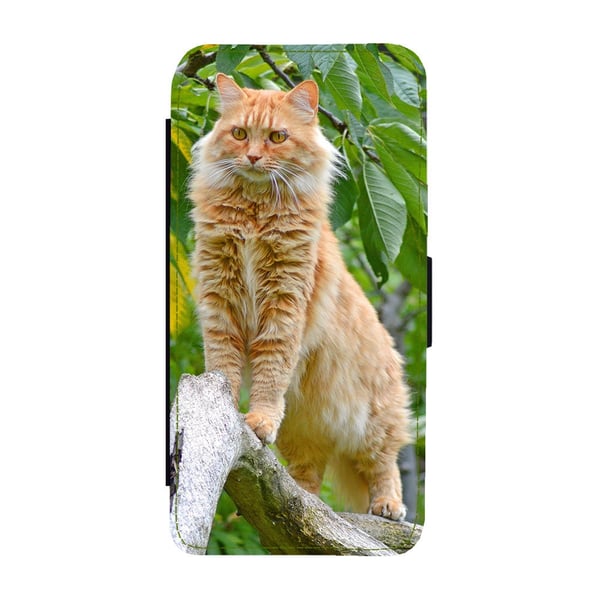 Til Samsung Galaxy S8: Maine Coon Cat, flipdeksel med unikt motiv, mobiletui med stativfunksjon