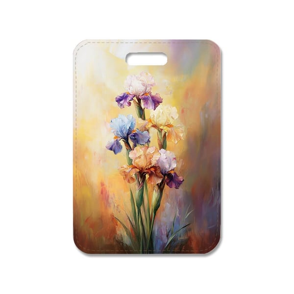 Veskeanheng: Blomster Iris Maleri, stilrent veskepynt med levende og unikt design, veskecharm til håndvesken eller ryggsekken Veskeanheng: Blomster Iris Maleri, stilrent veskepynt med levende og unikt design, veskecharm til håndvesken eller ryggsekken