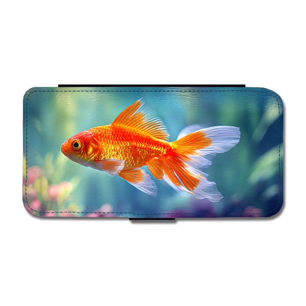 Til Samsung Galaxy S8: Fisk Gullfisk, flipdeksel med unikt motiv, mobiletui med stativfunksjon