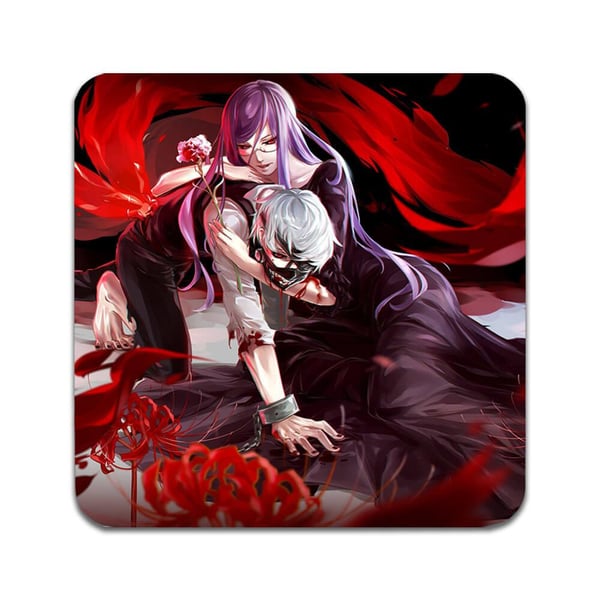 Glassunderlag (2-pakning): Manga Tokyo Ghoul, stilrene underlag med unike og livlige motiver