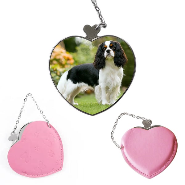 Kompakt sminkespeil: Hund Cavalier King Charles Spaniel, lommespeil med levende og unikt design