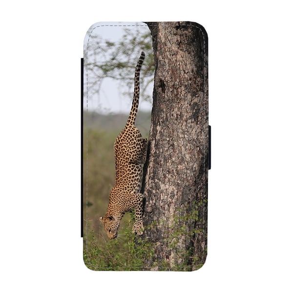Til Samsung Galaxy S8: Leopard, flipdeksel med unikt motiv, mobiletui med stativfunksjon
