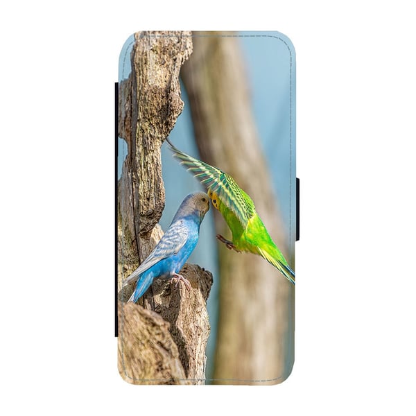 Til Samsung Galaxy S8+: Lovebirds, flipdeksel med unikt motiv, mobiletui med stativfunksjon
