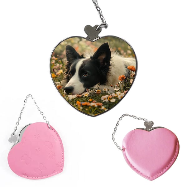 Kompakt kosmetikspejl: Hund Border Collie, lommespejl med levende og unikt design