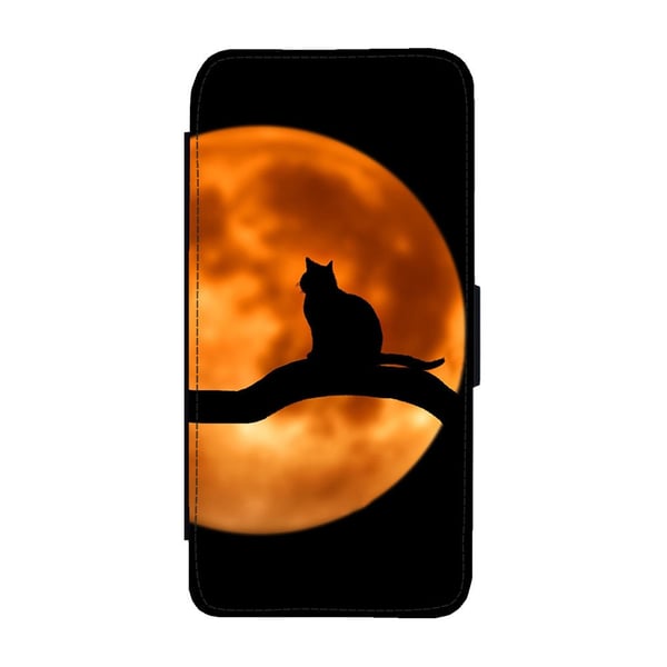 Til Samsung Galaxy S8+: Cat in the Moon, flipdeksel med unikt motiv, mobiletui med stativfunksjon