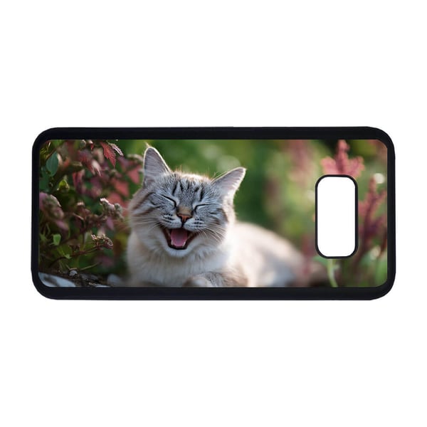 Til Samsung Galaxy S8: Leende katt, mobildeksel med unikt motiv, beskyttende cover