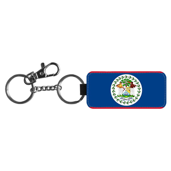 Nyckelring: Belize Flagga, stilrent hängsmycke med livfull och unikt design