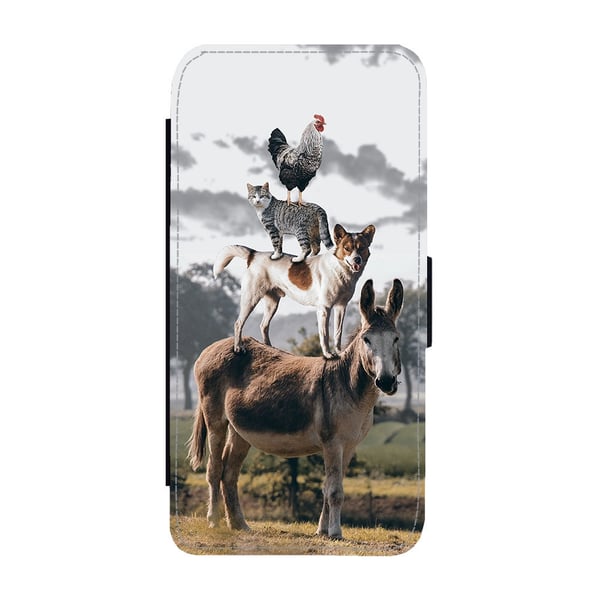 Animal Friends, flipdeksel med unikt motiv, mobiletui med stativfunksjon Til Samsung Galaxy S9