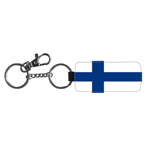 Nyckelring: Finland Flagga, stilrent hängsmycke med livfull och unikt design