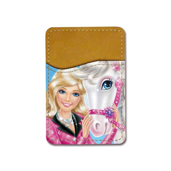 Selvklæbende kortholder til mobil (Universel): Barbie Pony Tale Movie, kortlomme med levende og unikt design til telefonen
