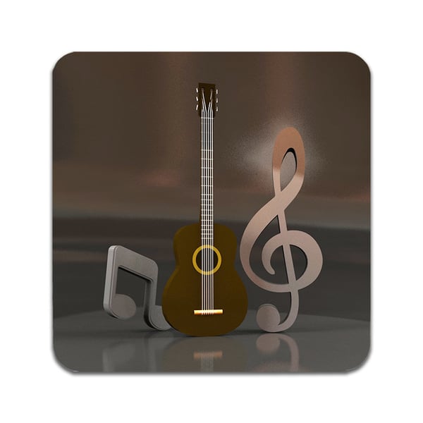 Glassunderlag (2-pakning): Gitarr, stilrene underlag med unike og livlige motiver