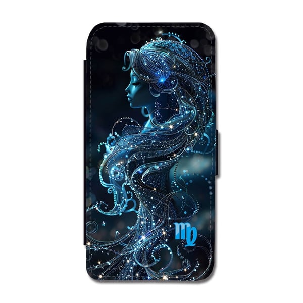 Til Samsung Galaxy S8+: Stjernetegn Jomfru, flipdeksel med unikt motiv, mobiletui med stativfunksjon