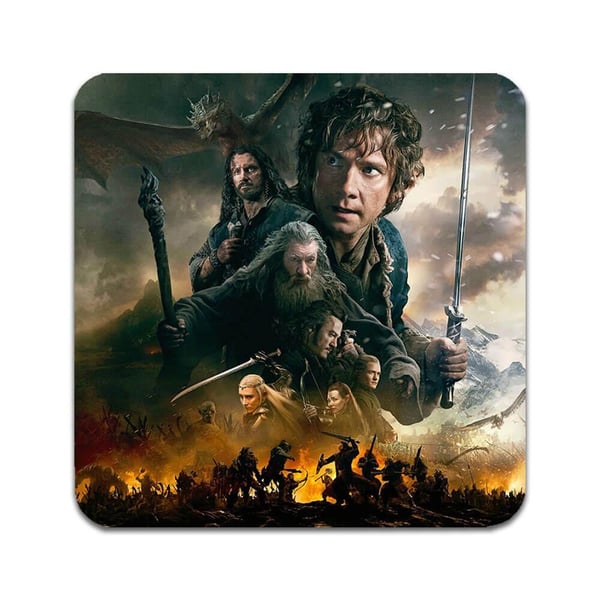 Glassunderlag (4-pakning): The Hobbit, stilrene underlag med unike og livlige motiver
