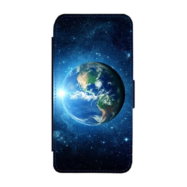 Til Samsung Galaxy S8+: Planet Earth, flipdeksel med unikt motiv, mobiletui med stativfunksjon