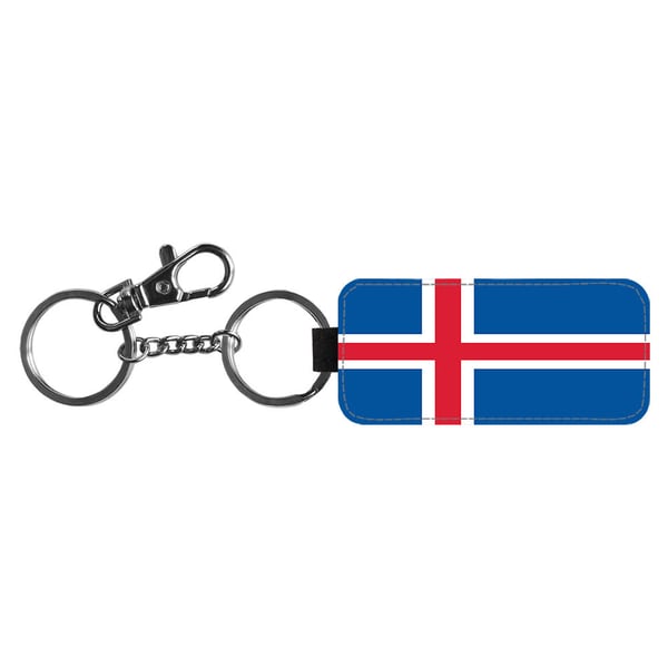 Nøkkelring: Island Flagga, stilrent anheng med levende og unikt design