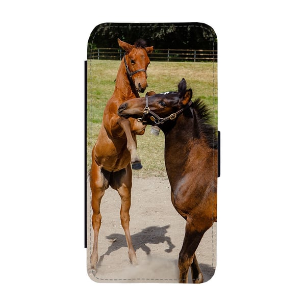 Til Samsung Galaxy S9: Mare and Foal, flipdeksel med unikt motiv, mobiletui med stativfunksjon