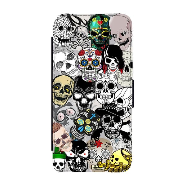 Til Samsung Galaxy S8+: Skulls, flipdeksel med unikt motiv, mobiletui med stativfunksjon