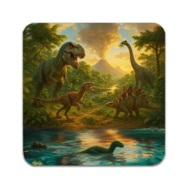 Glasunderlägg (4-pack): Dinosaurier, stilrena underlägg med unika och livfulla motiv