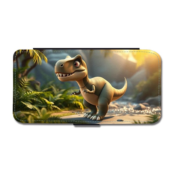 Til Samsung Galaxy S8+: Barne Tegneserie Dinosaur Tyrannosaurus Rexsaurus Rex, flipdeksel med unikt motiv, mobiletui med stativfunksjon
