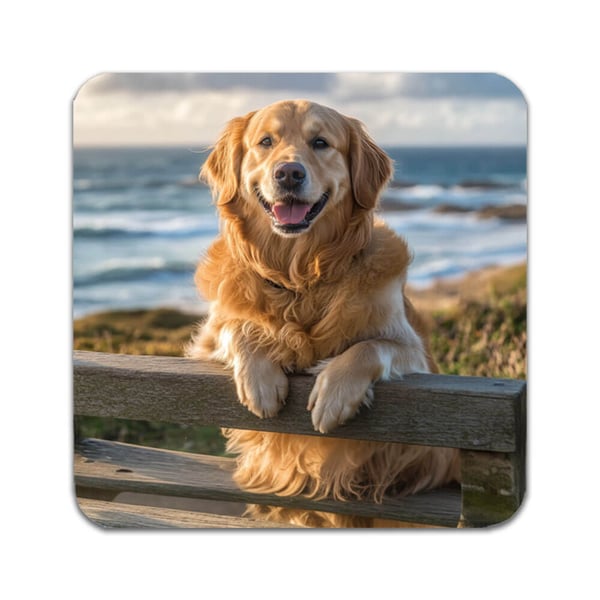Glassunderlag (4-pakning): Hunde Golden Retriever, stilrene underlag med unike og livlige motiver