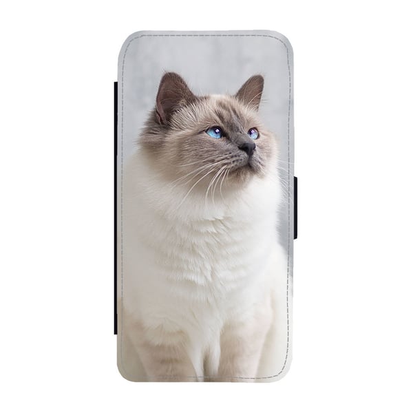 Til Samsung Galaxy S9: Burmeser Kat, flip-cover med unikt motiv, mobilcover med standerfunktion