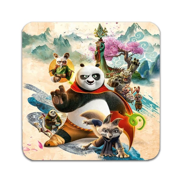 Glassunderlag (2-pakning): Kung Fu Panda 4, stilrene underlag med unike og livlige motiver