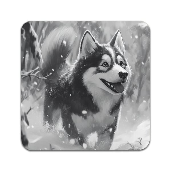 Glassunderlag (4-pakning): Hund Siberian Husky, stilrene underlag med unike og livlige motiver