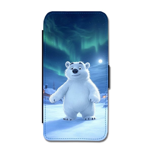 Til Samsung Galaxy S9: Sød Tegneserie Isbjørn, flip-cover med unikt motiv, mobilcover med standerfunktion