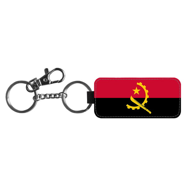 Nyckelring: Angola Flagga, stilrent hängsmycke med livfull och unikt design