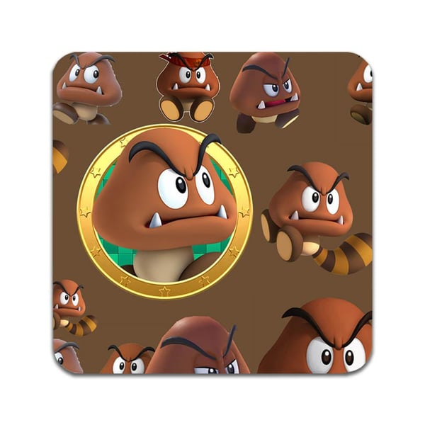 Lasinaluset (2 kpl): Super Mario Goomba, tyylikkäät aluset uniikeilla ja eloisilla kuvioilla
