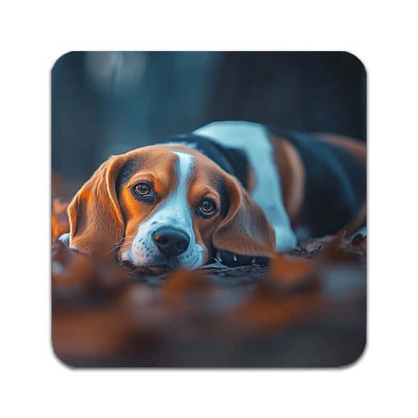 Glassunderlag (4-pakning): Beagle Hund, stilrene underlag med unike og livlige motiver